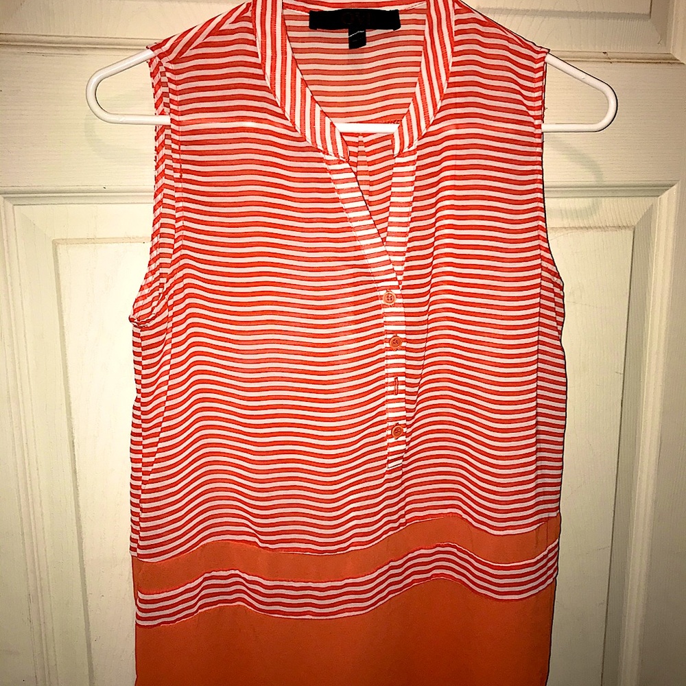 Ovi Sleeveless Orange & White Stripped Blouse